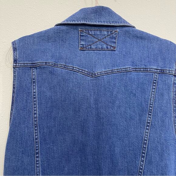 ASOS Blue Denim Trucker Jean Vest Oversized Sleeveless Medium Wash US 6 / UK 10 - Picture 6 of 12